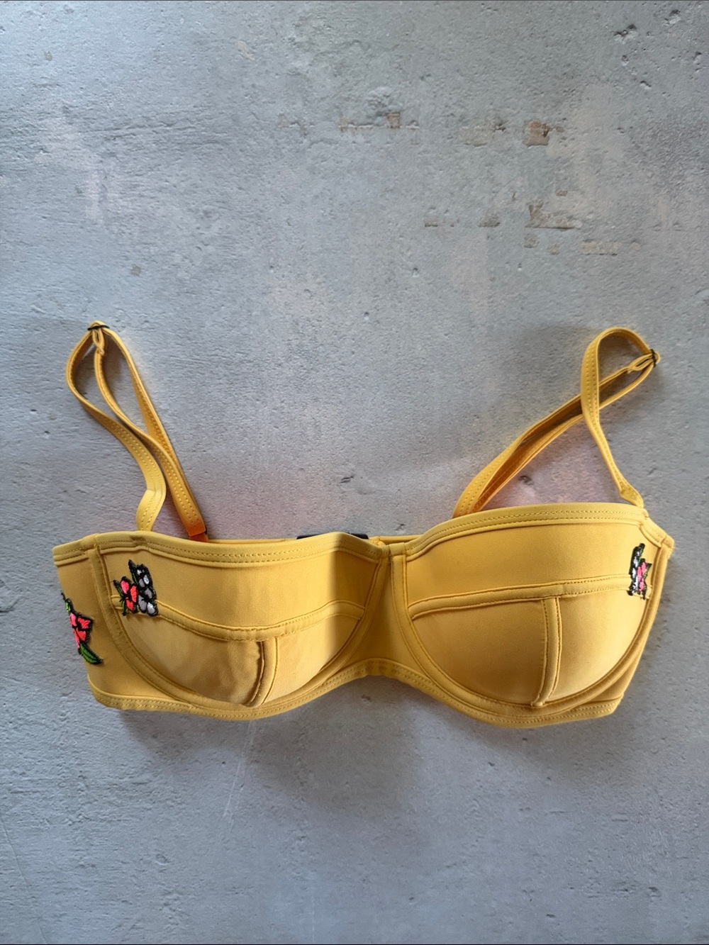 TRIANGL Neoprene Yellow Flower Bikini Top